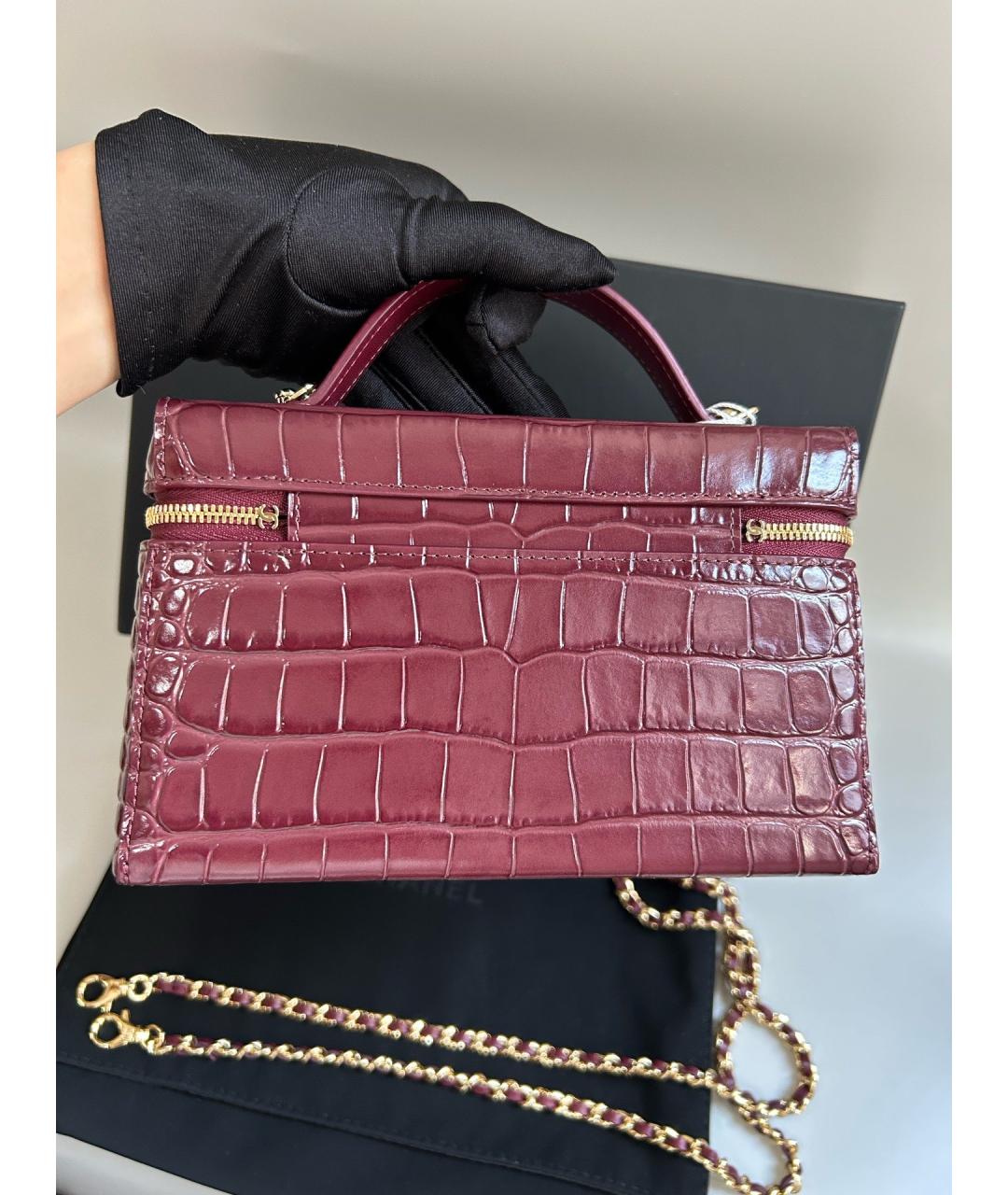 CHANEL Бордовая кожаная сумка через плечо, фото 2