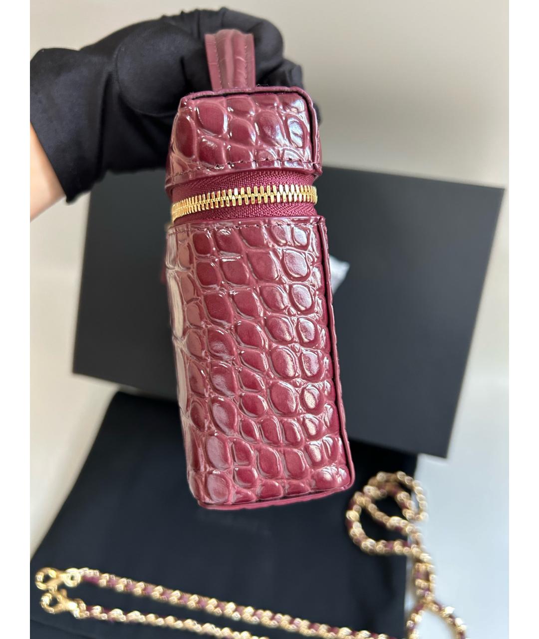CHANEL Бордовая кожаная сумка через плечо, фото 4