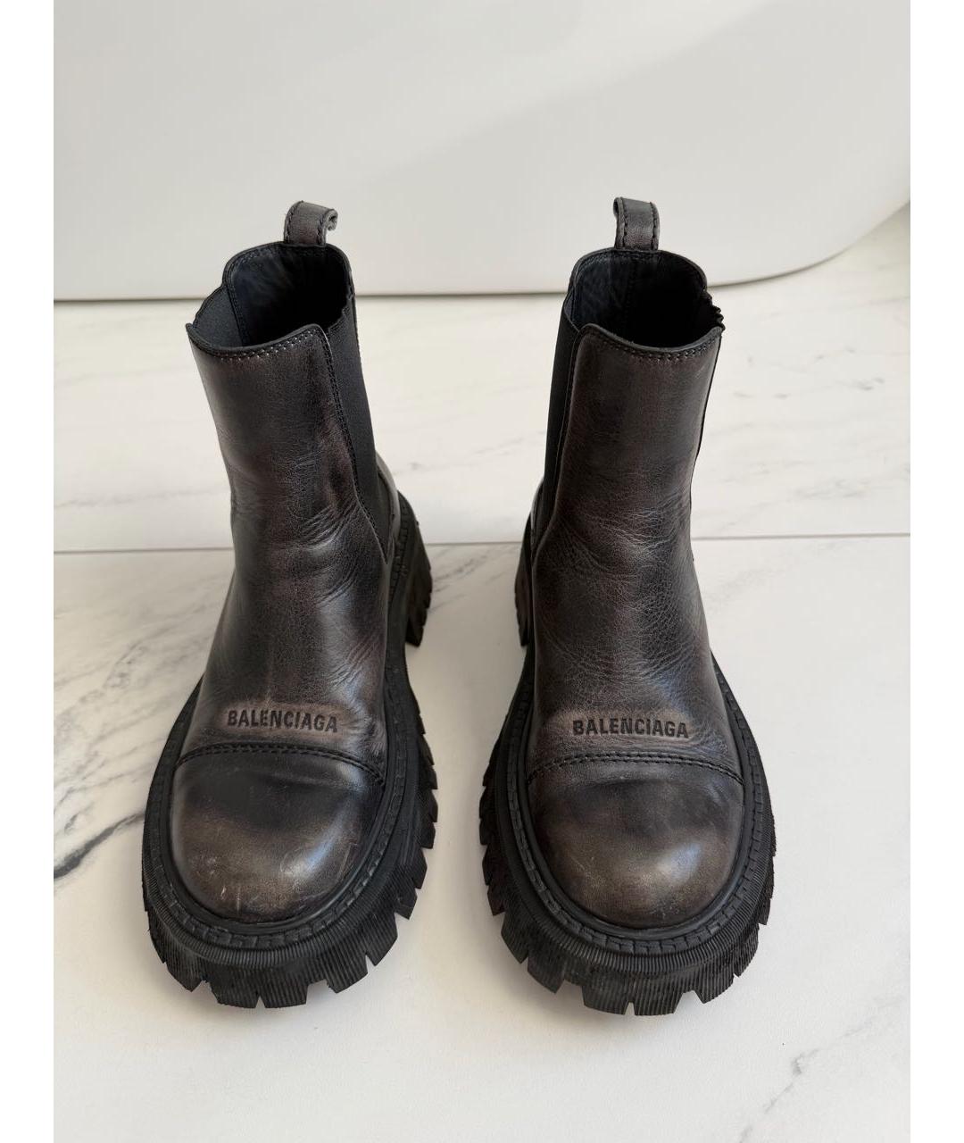 BALENCIAGA Коричневые кожаные ботинки, фото 2
