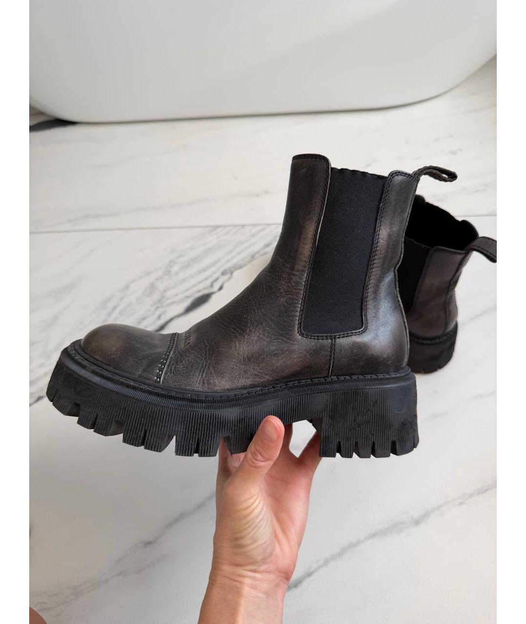 BALENCIAGA Коричневые кожаные ботинки, фото 6