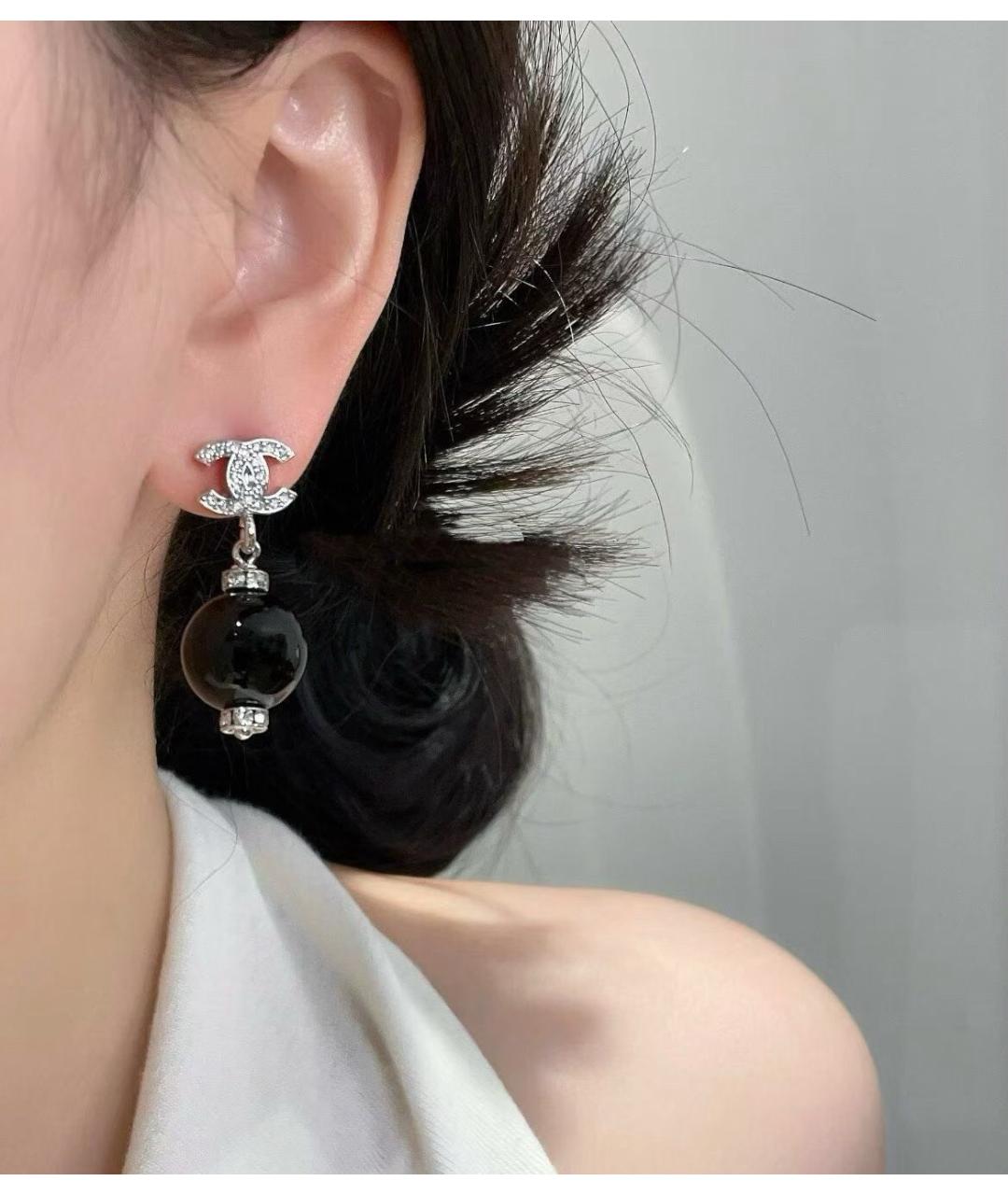 CHANEL Черные металлические серьги, фото 7
