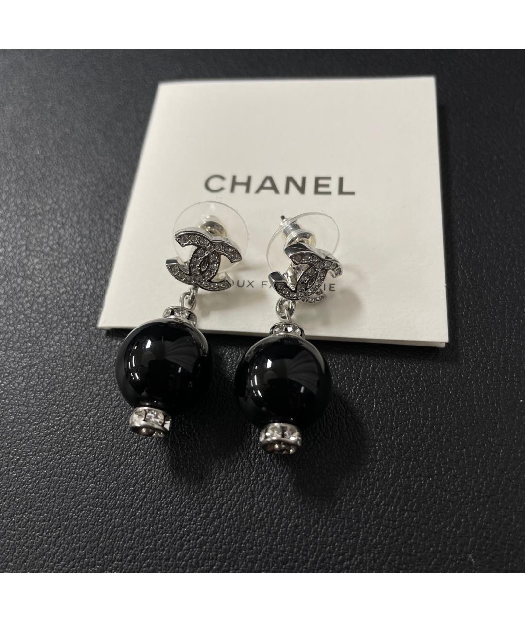 CHANEL Черные металлические серьги, фото 3
