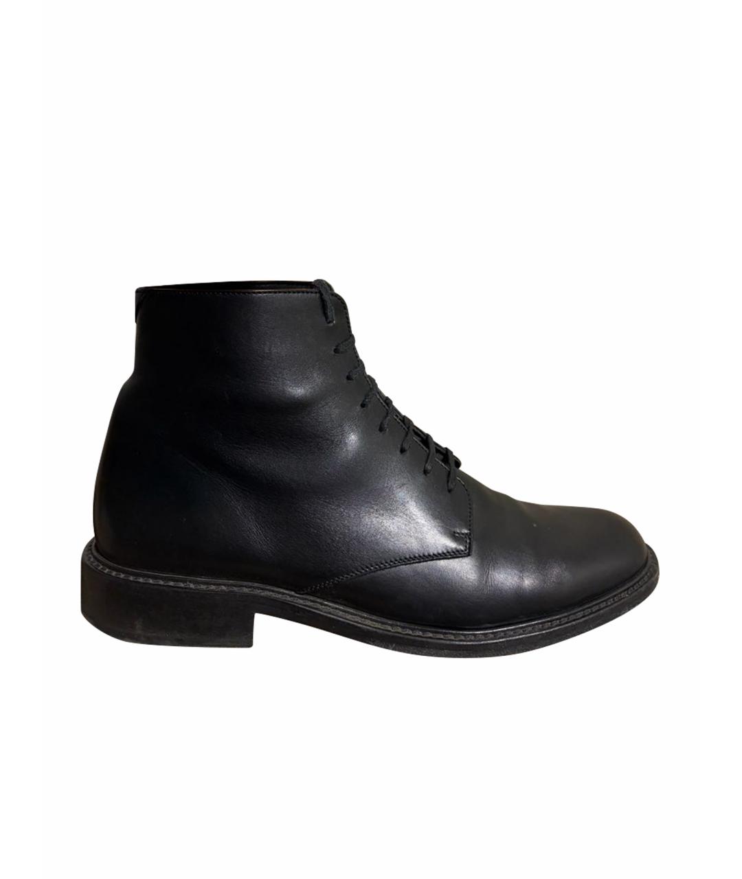SAINT LAURENT Черные кожаные ботинки, фото 1