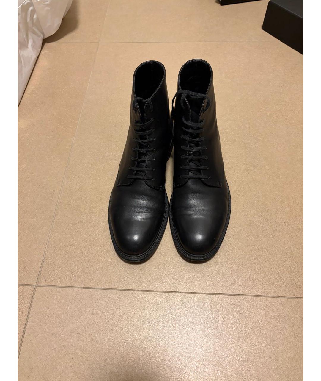 SAINT LAURENT Черные кожаные ботинки, фото 2