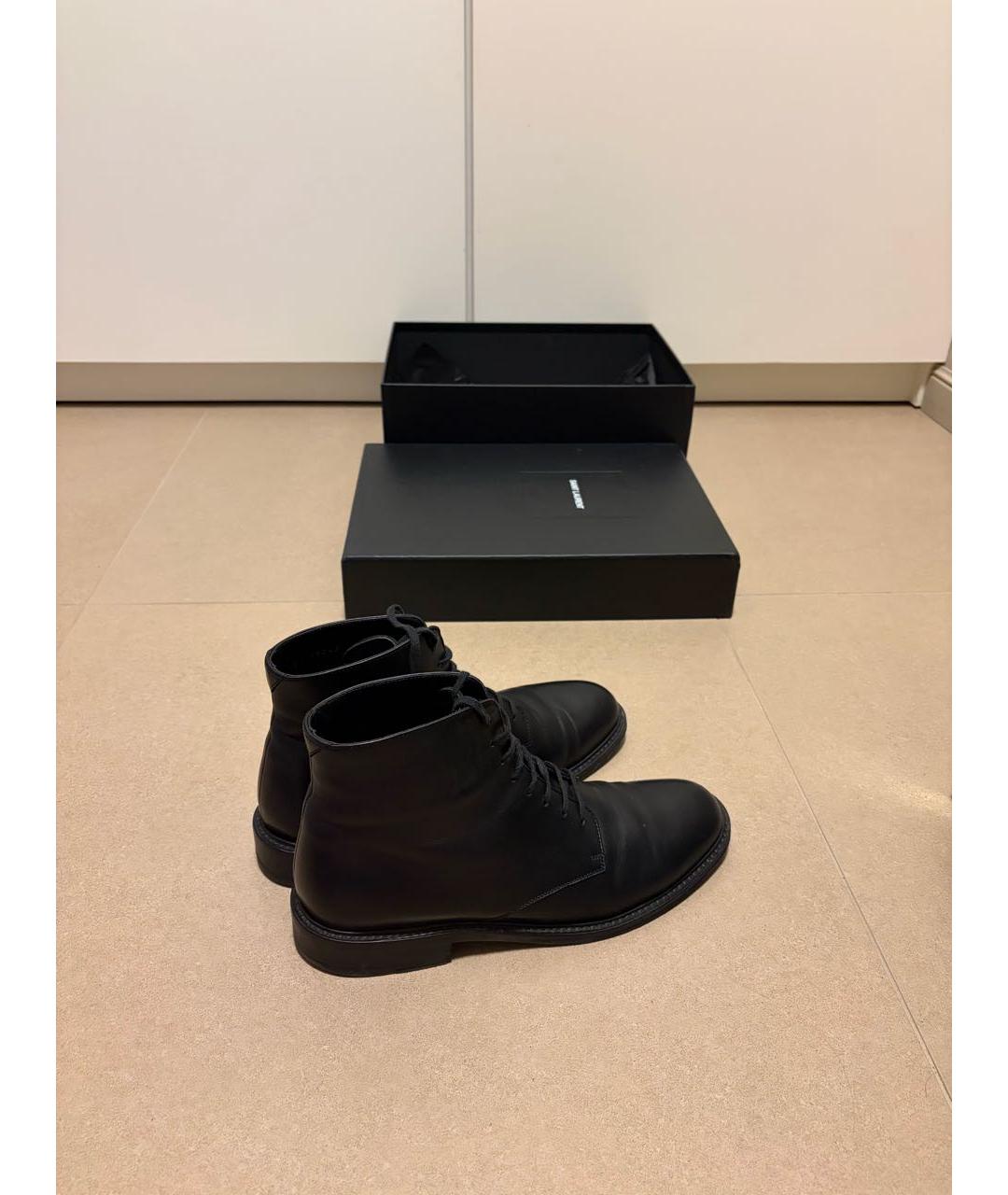 SAINT LAURENT Черные кожаные ботинки, фото 3