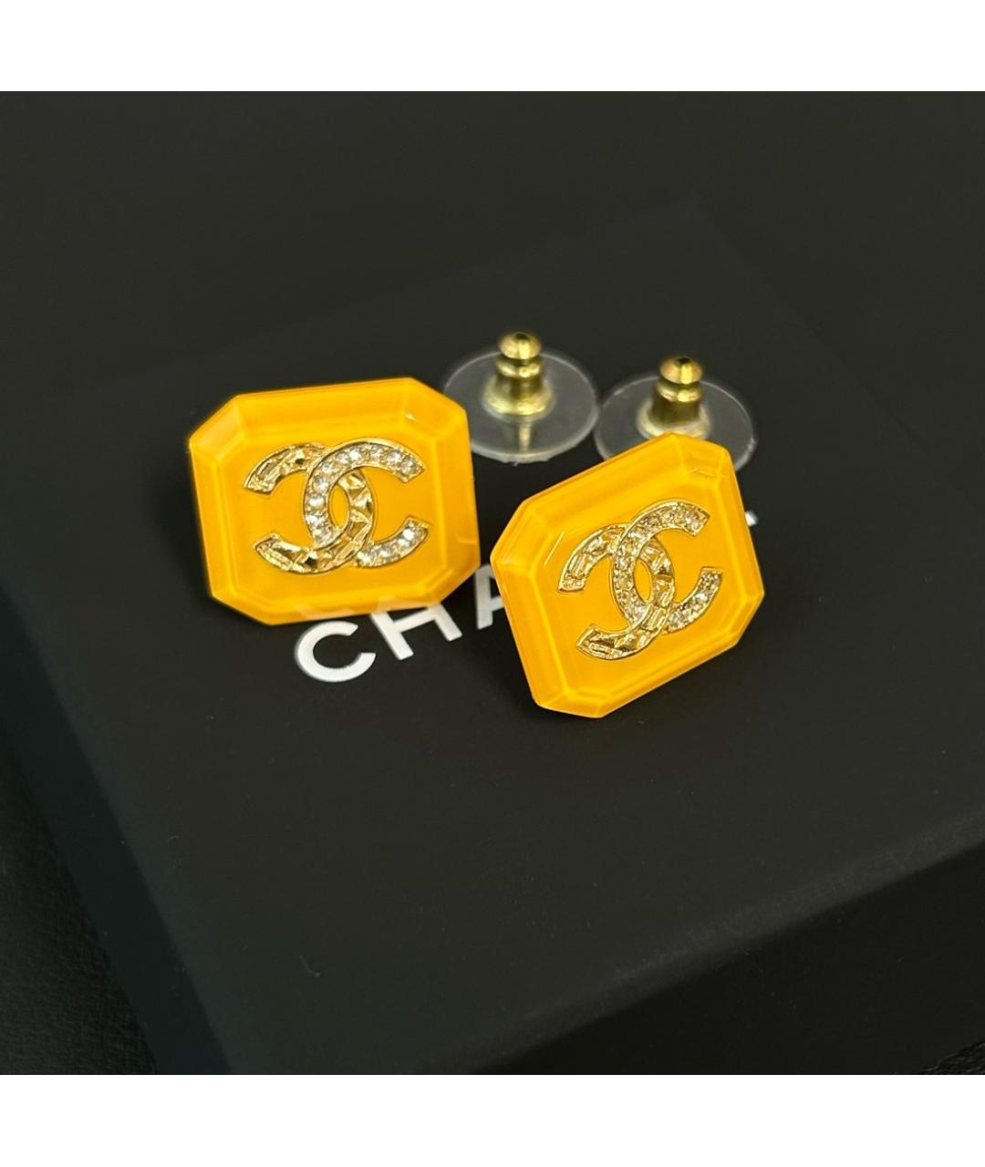 CHANEL Желтые серьги, фото 3