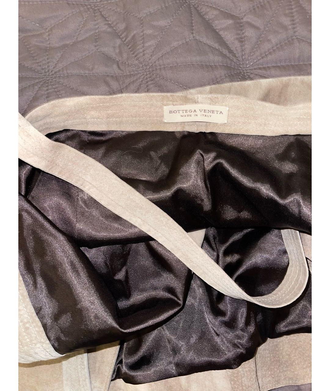 BOTTEGA VENETA Бежевая замшевая юбка миди, фото 4