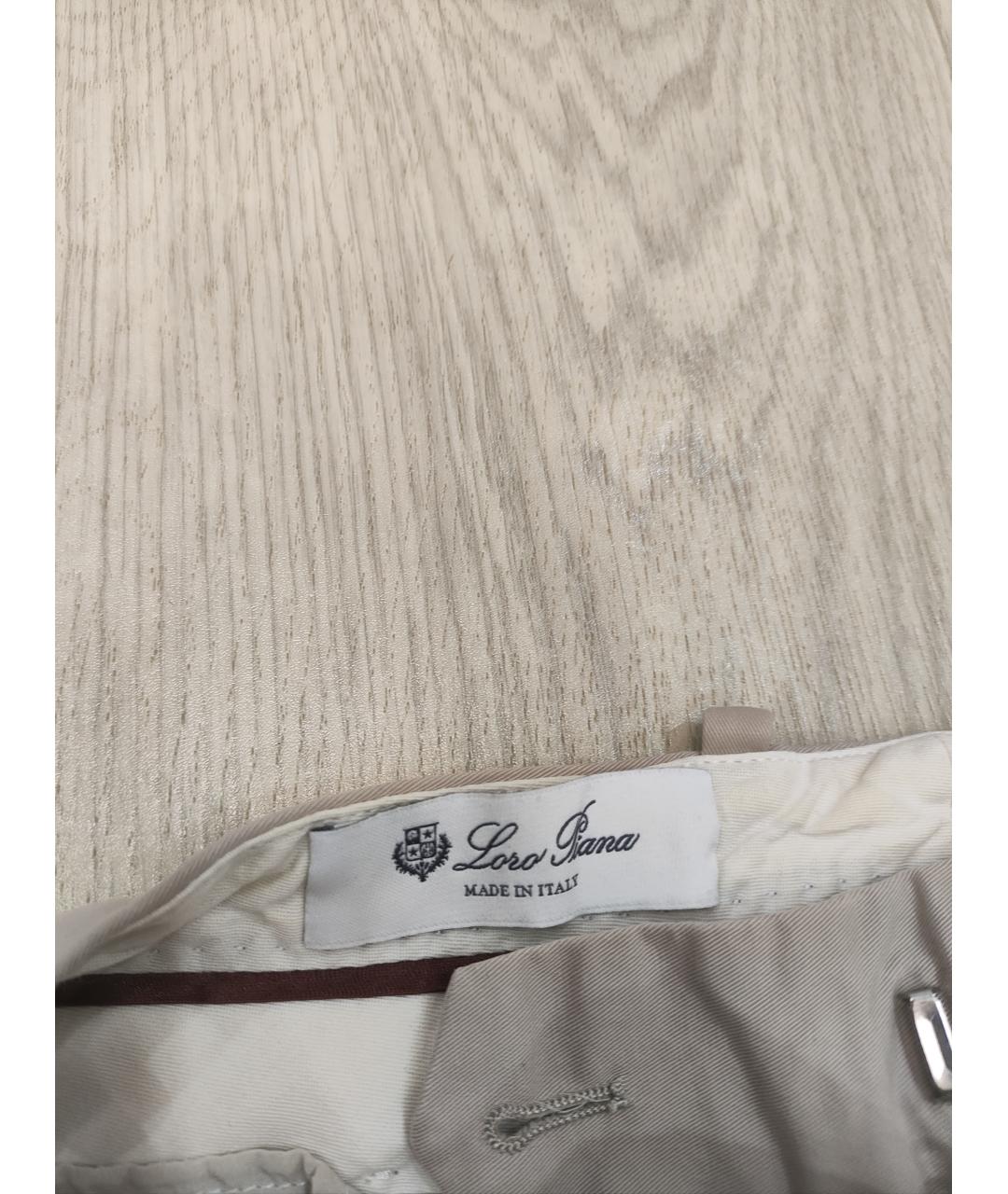LORO PIANA Бежевые хлопковые брюки узкие, фото 6