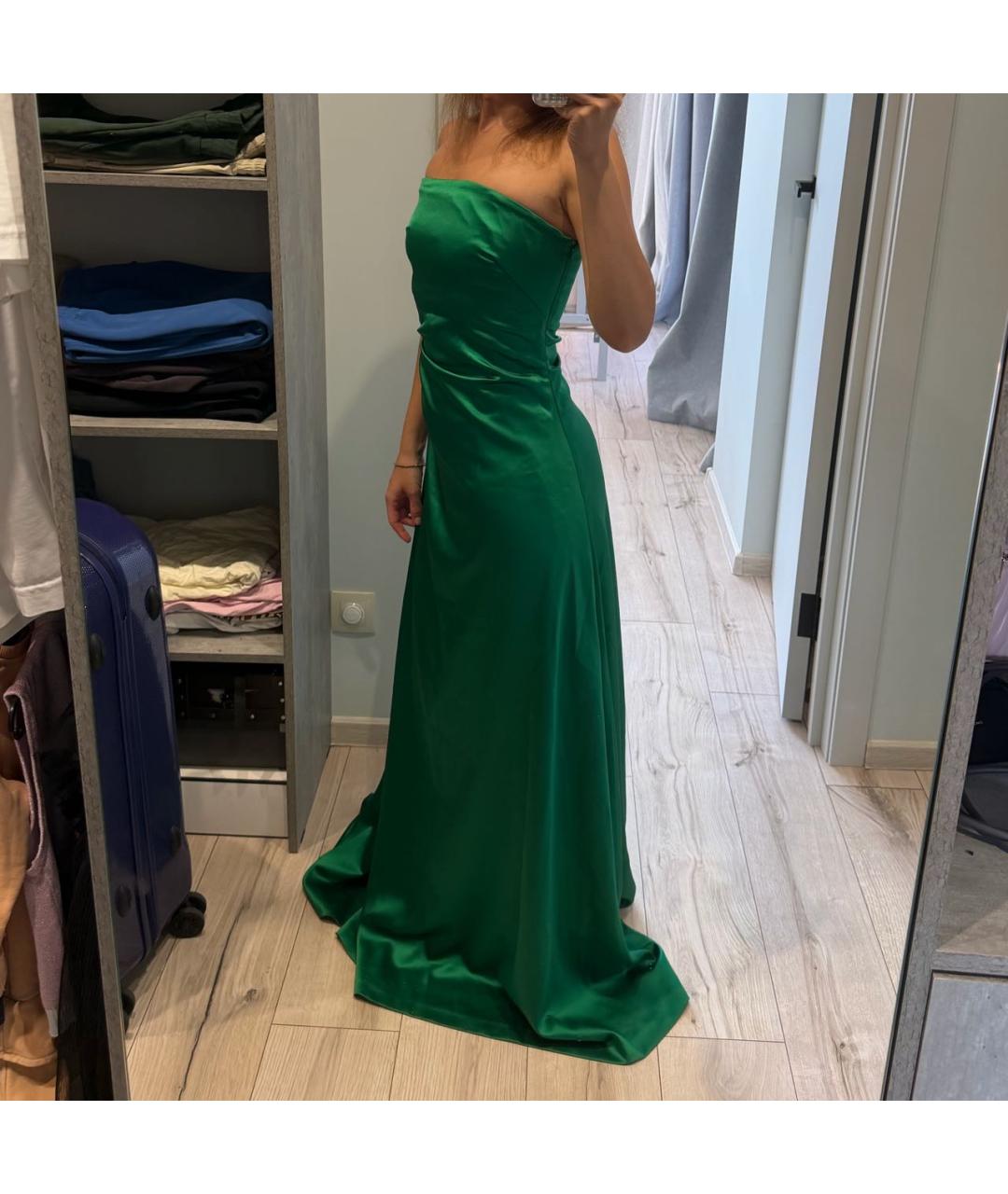 SAINT LAURENT Зеленое атласное вечернее платье, фото 5