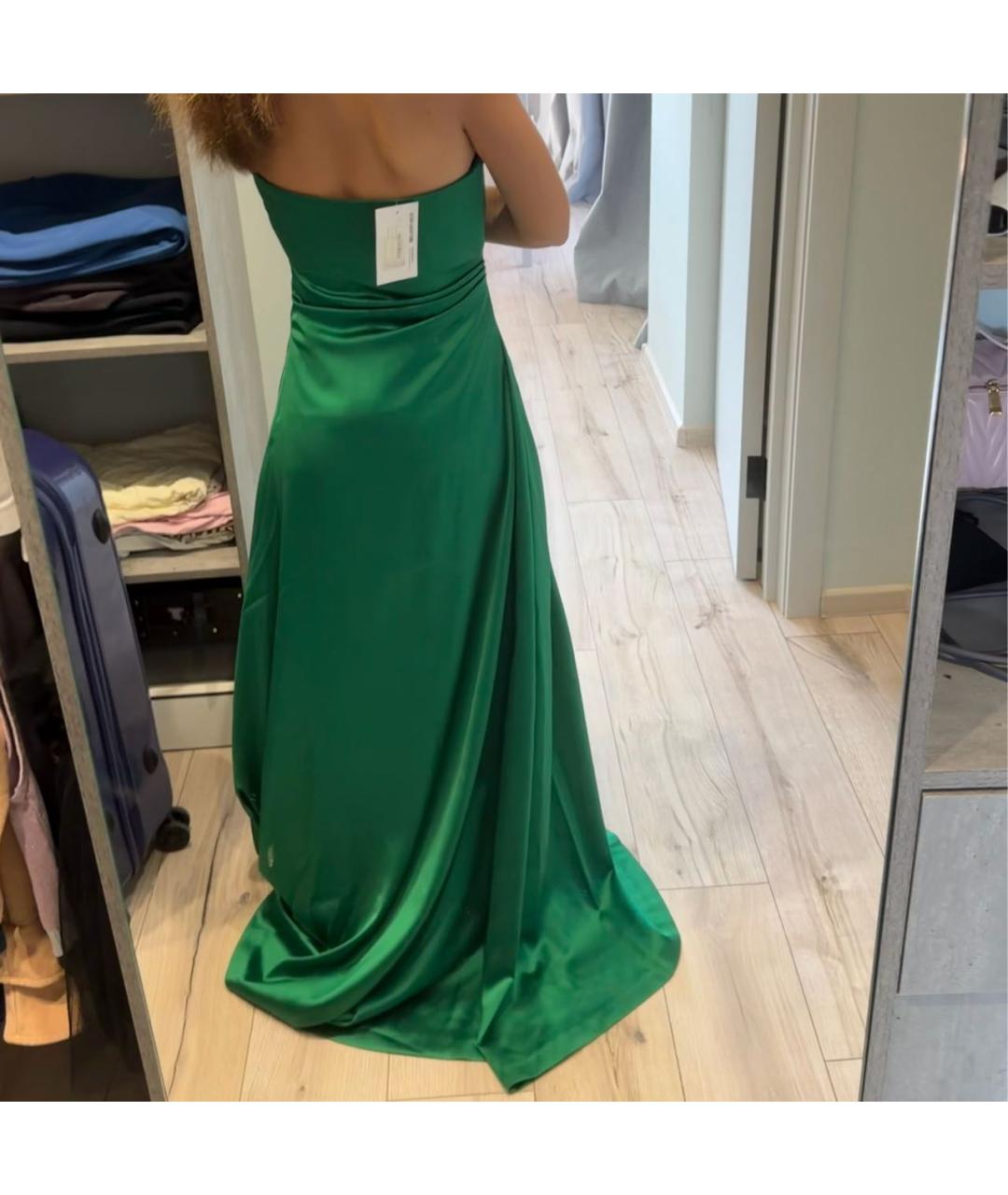 SAINT LAURENT Зеленое атласное вечернее платье, фото 2