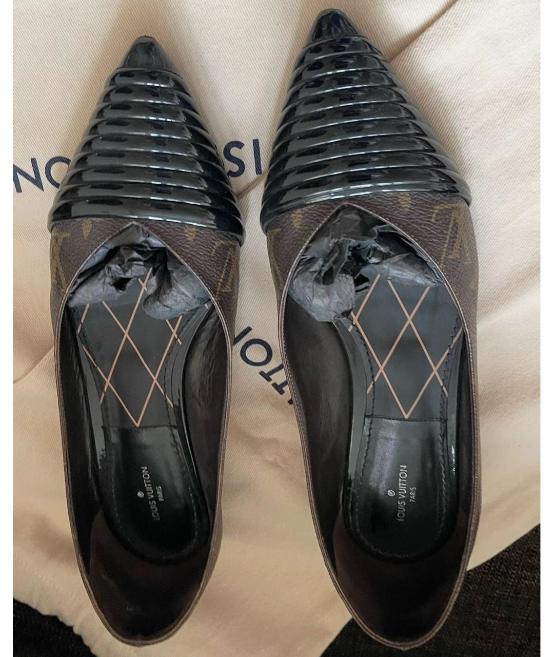 LOUIS VUITTON Коричневые кожаные балетки, фото 7