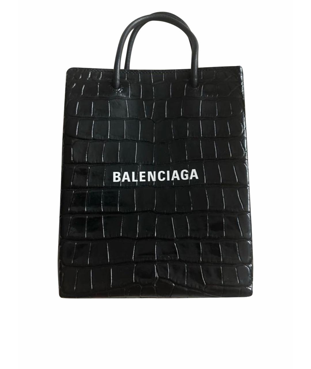 BALENCIAGA Черная кожаная сумка с короткими ручками, фото 1