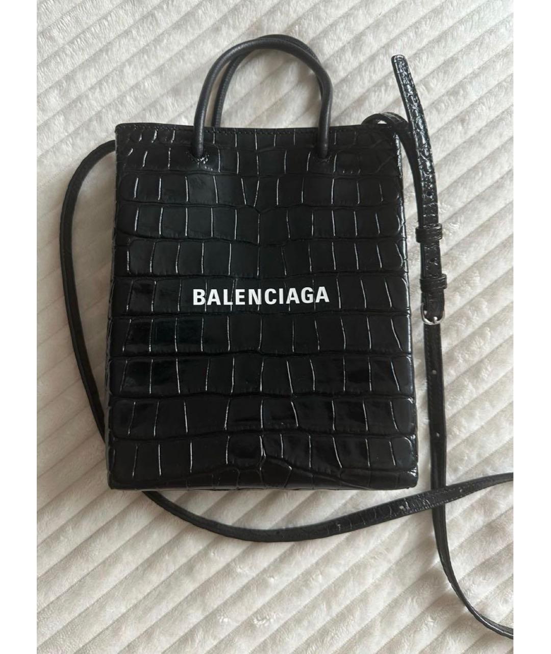 BALENCIAGA Черная кожаная сумка с короткими ручками, фото 6