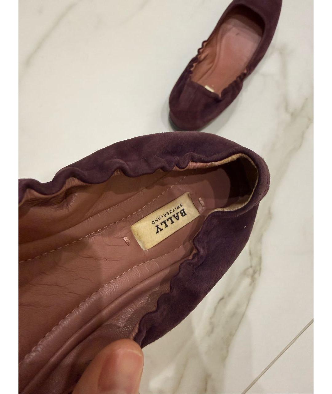 BALLY Фиолетовые замшевые балетки, фото 7