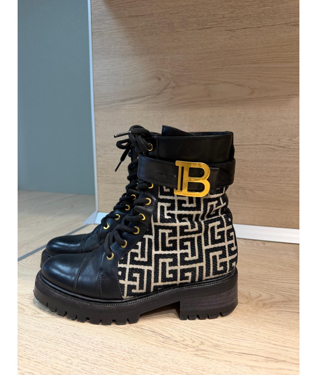 BALMAIN Черные кожаные ботинки, фото 5