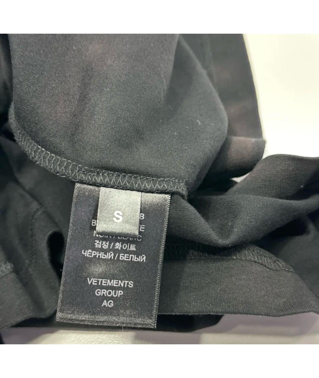 VETEMENTS Черная хлопковая футболка, фото 3