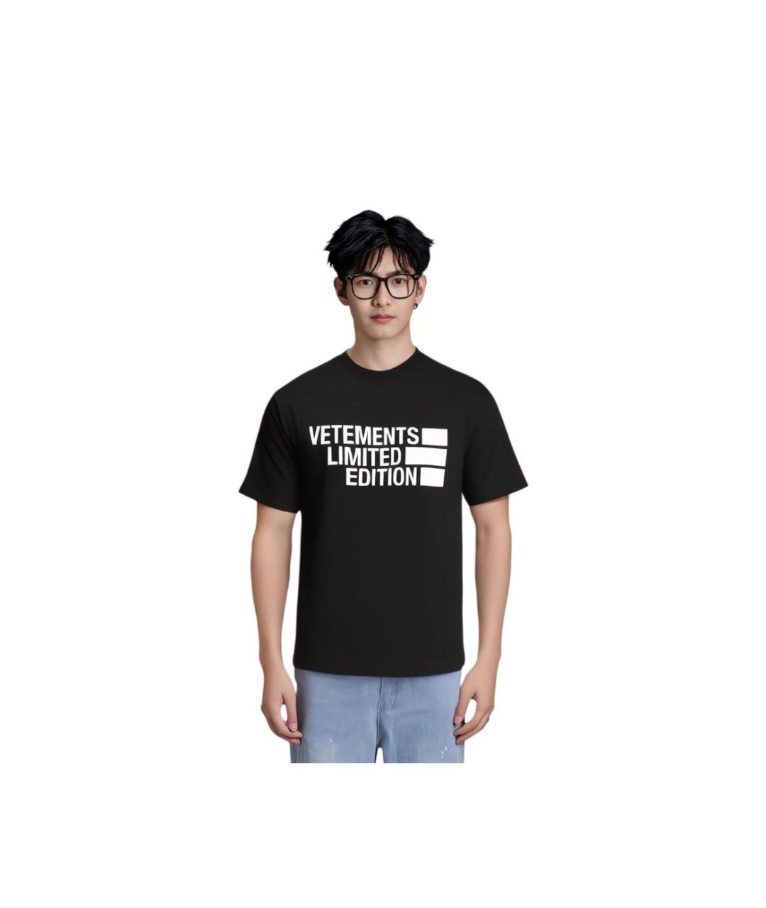VETEMENTS Черная хлопковая футболка, фото 4