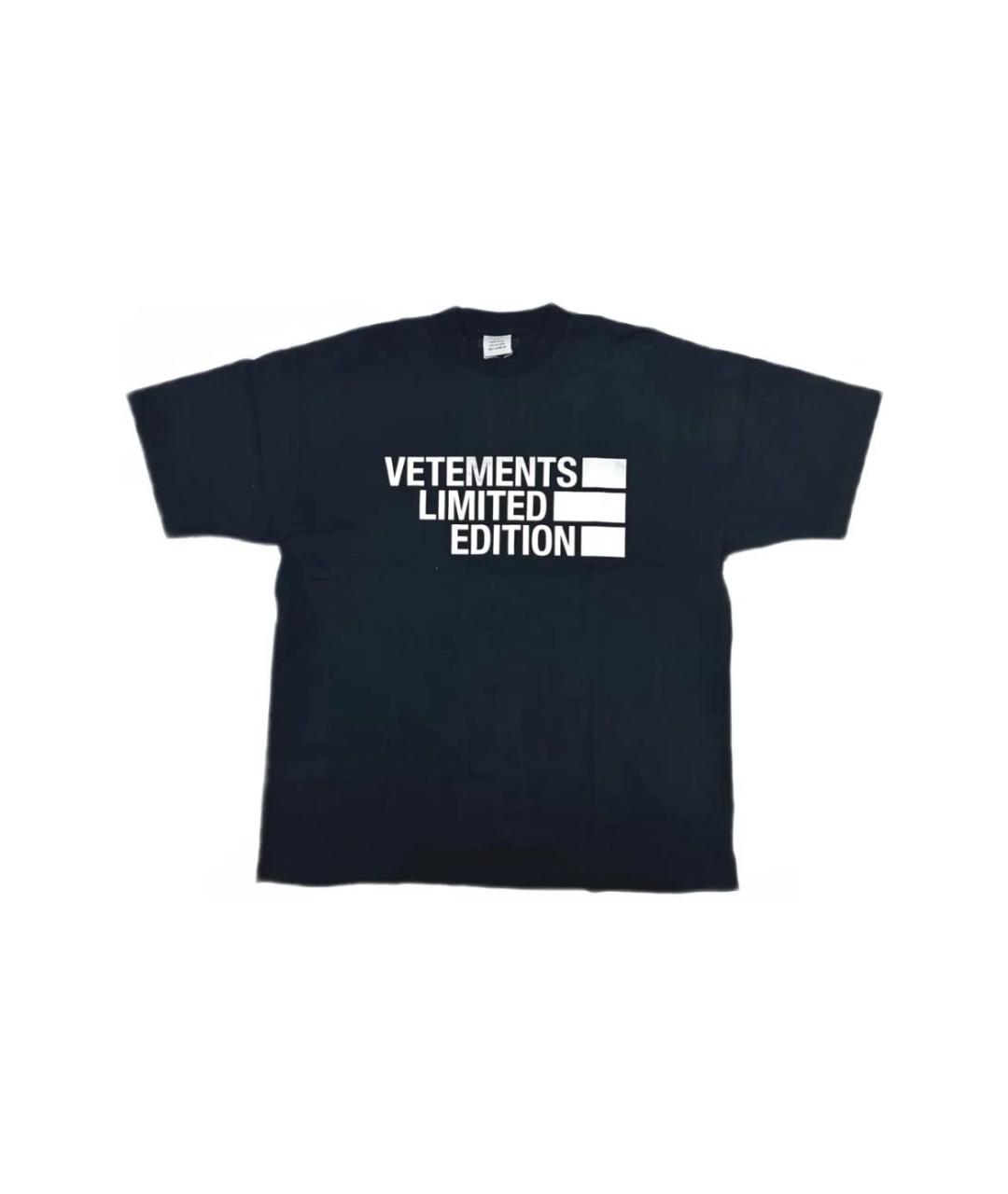 VETEMENTS Черная хлопковая футболка, фото 5