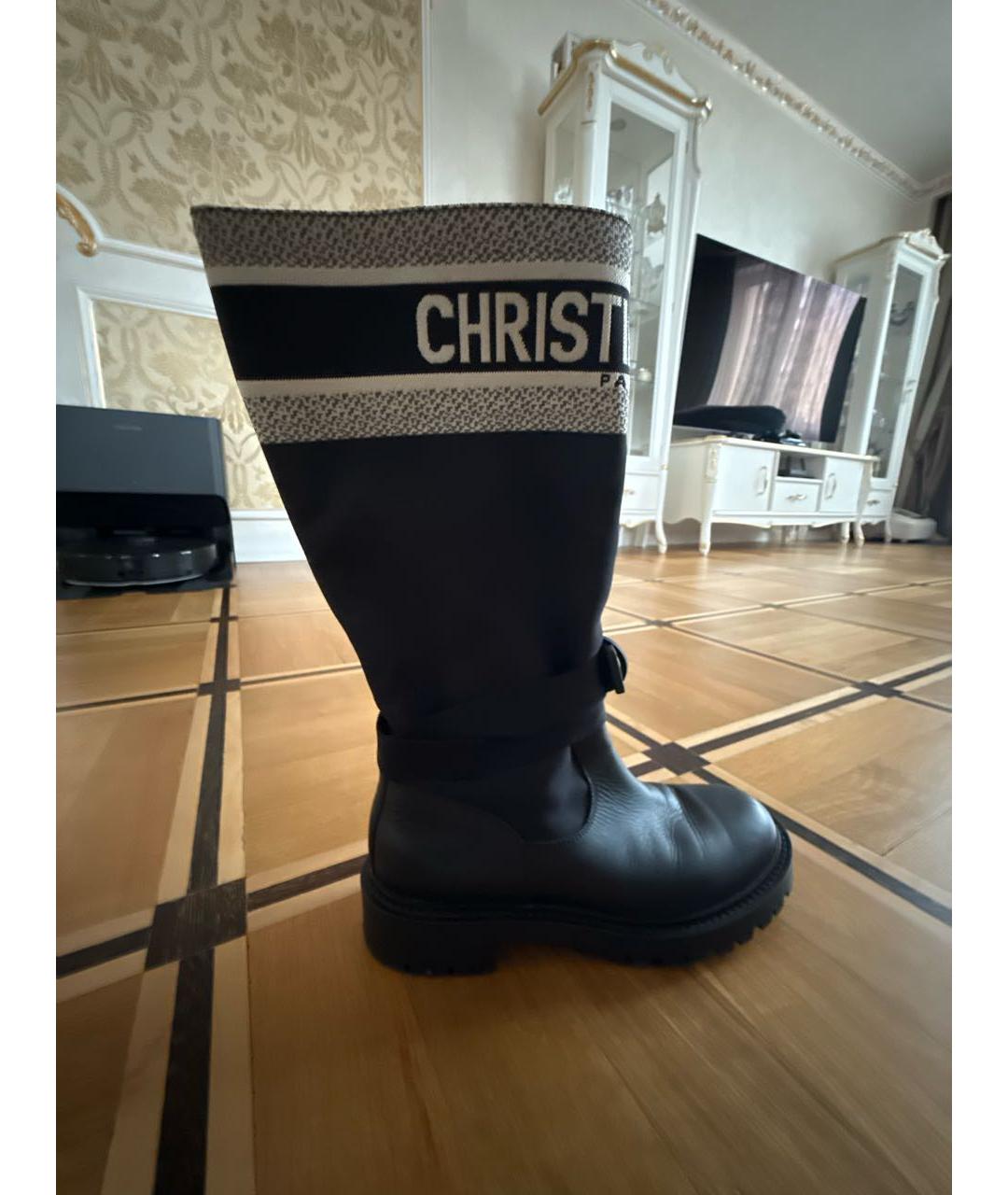 CHRISTIAN DIOR Черные кожаные сапоги, фото 9