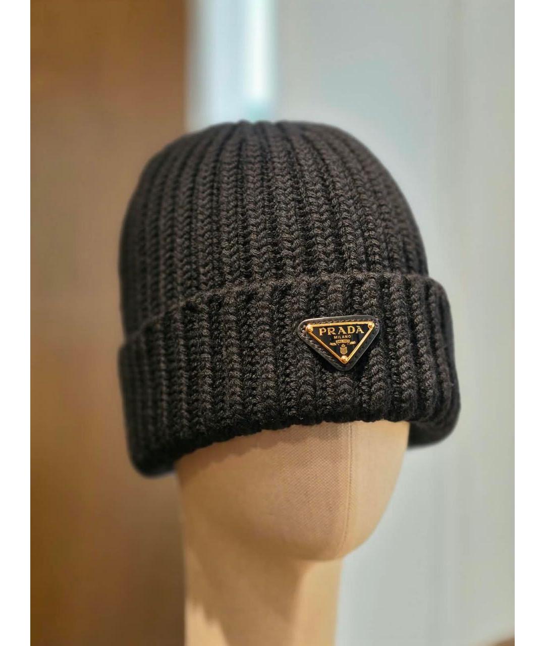 PRADA Черная шерстяная шапка, фото 4