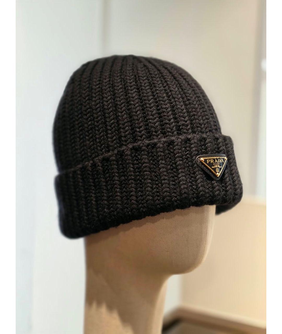 PRADA Черная шерстяная шапка, фото 2