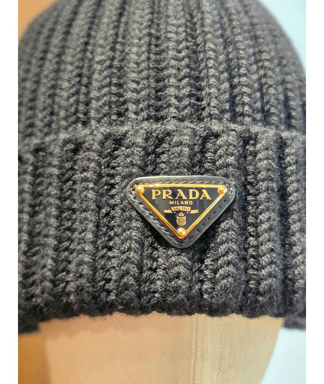 PRADA Черная шерстяная шапка, фото 3