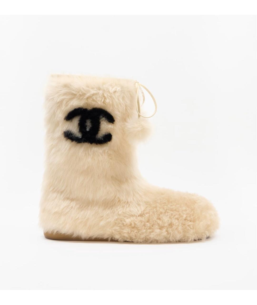 CHANEL Бежевые сапоги, фото 4
