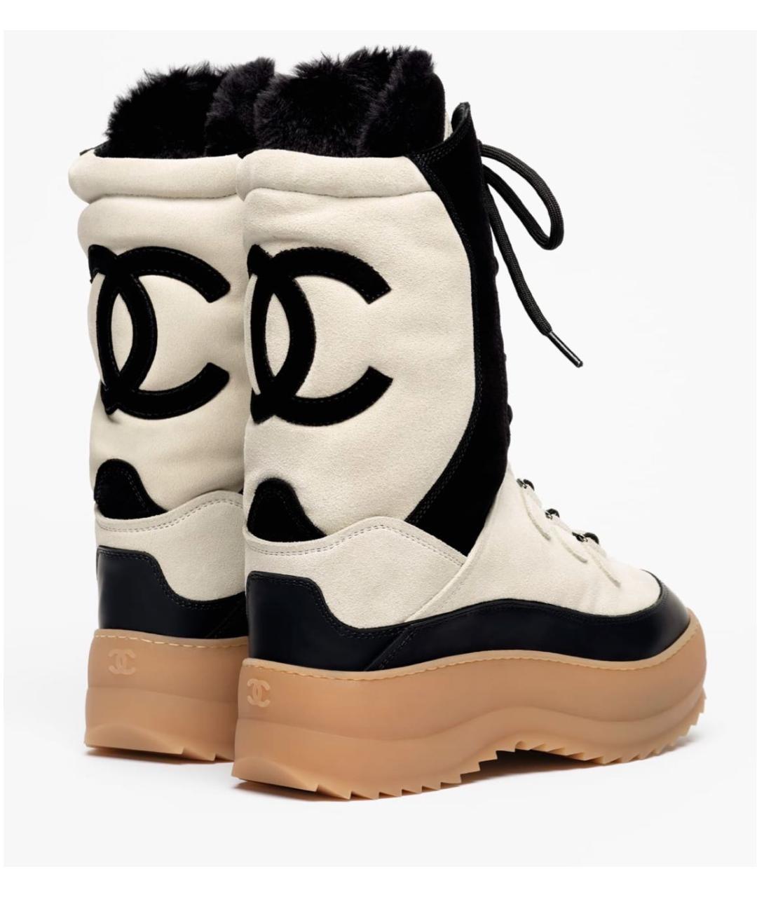 CHANEL Бежевые кожаные сапоги, фото 3