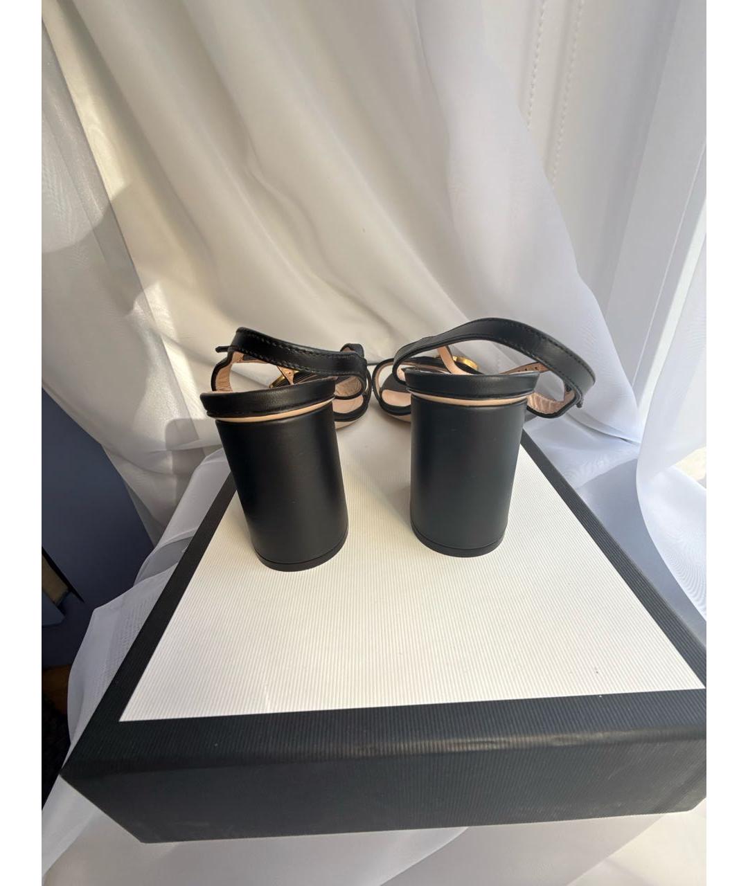 GUCCI Черные кожаные босоножки, фото 4