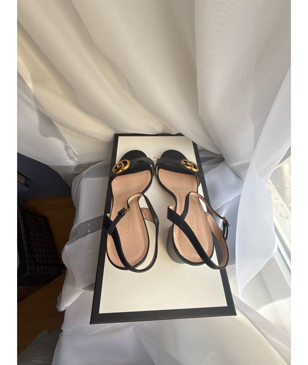 GUCCI Черные кожаные босоножки, фото 3