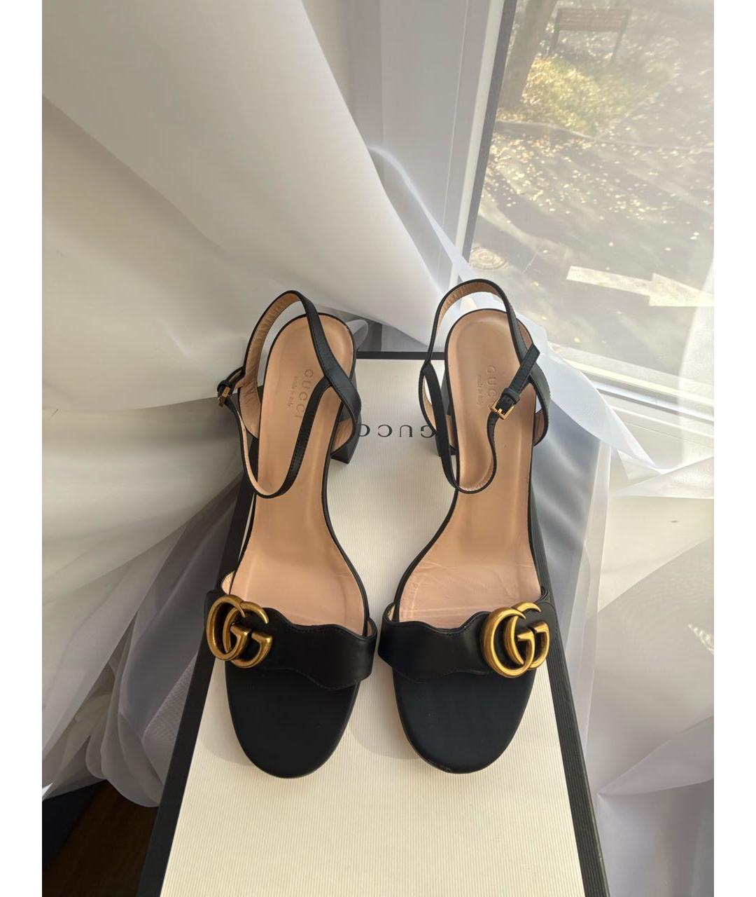 GUCCI Черные кожаные босоножки, фото 2
