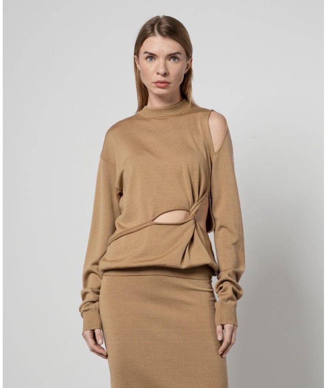 SPORTMAX Бежевый шерстяной джемпер / свитер, фото 3