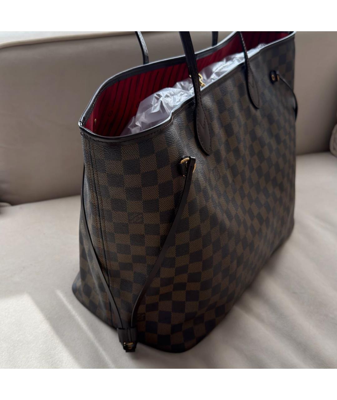 LOUIS VUITTON Коричневая сумка тоут из канвы, фото 2
