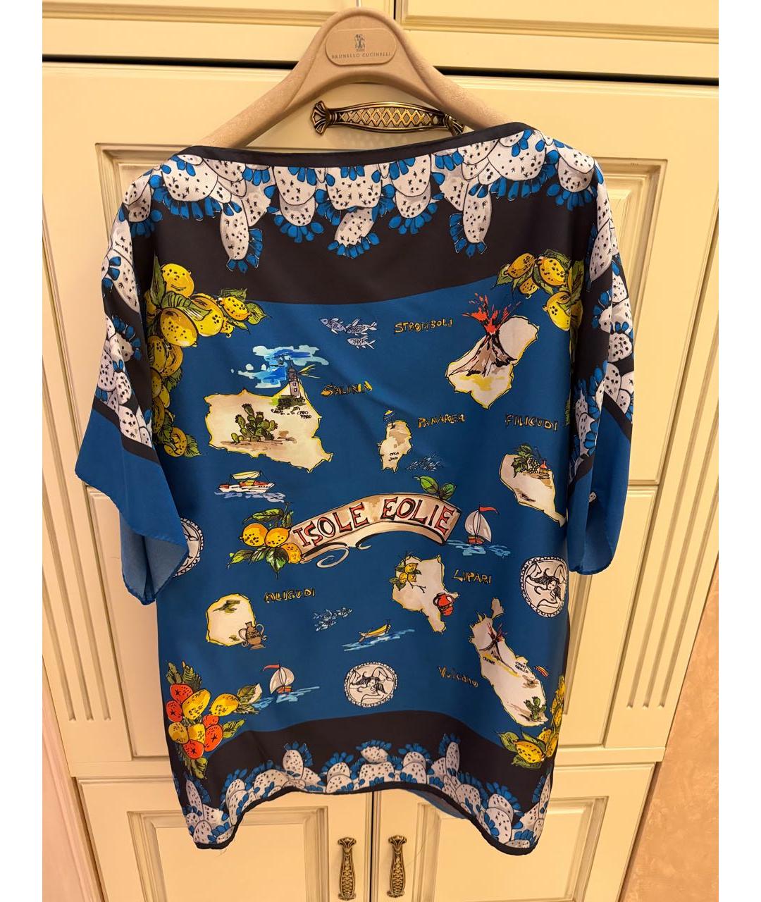 DOLCE&GABBANA Синяя шелковая блузы, фото 2