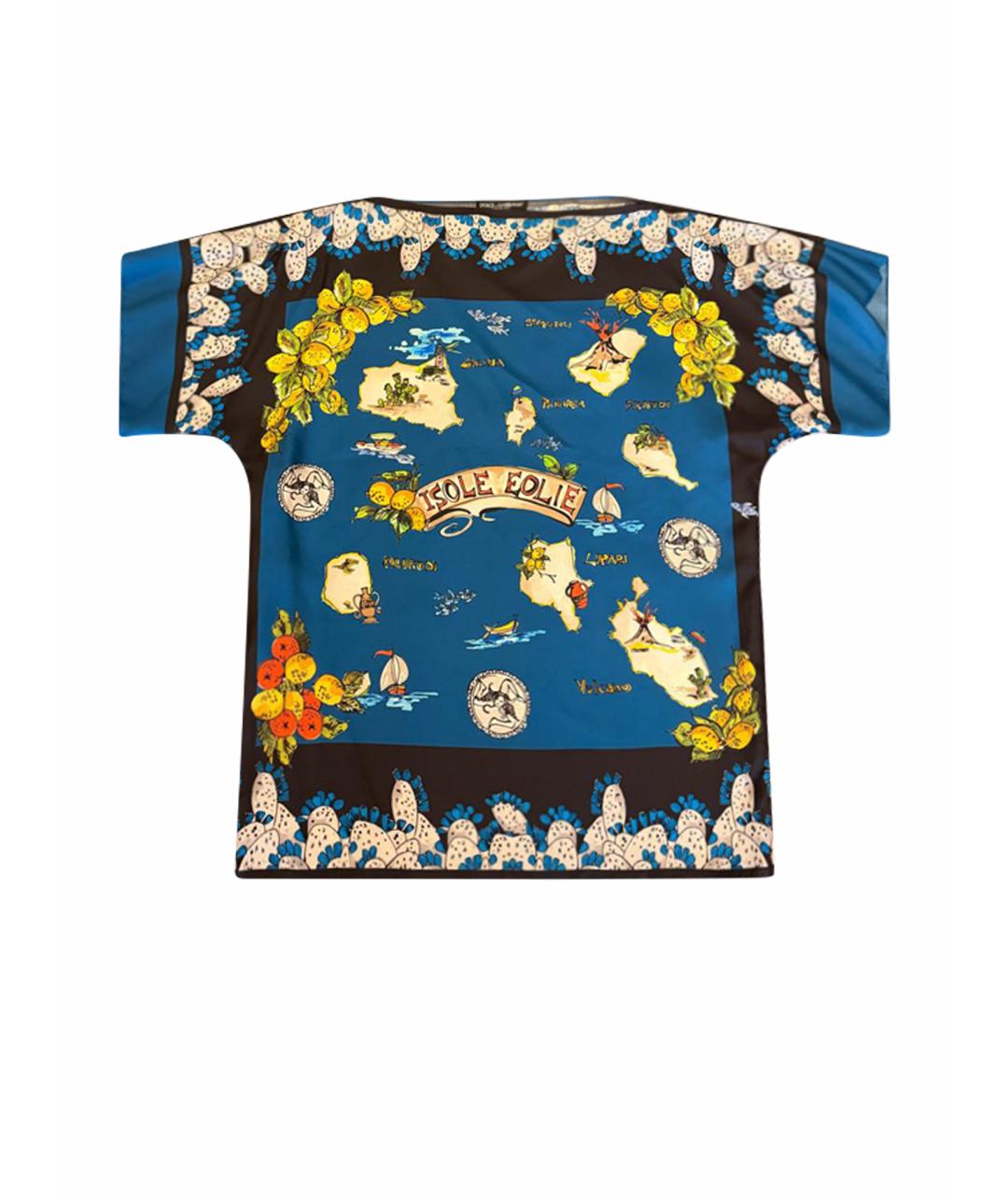 DOLCE&GABBANA Синяя шелковая блузы, фото 1
