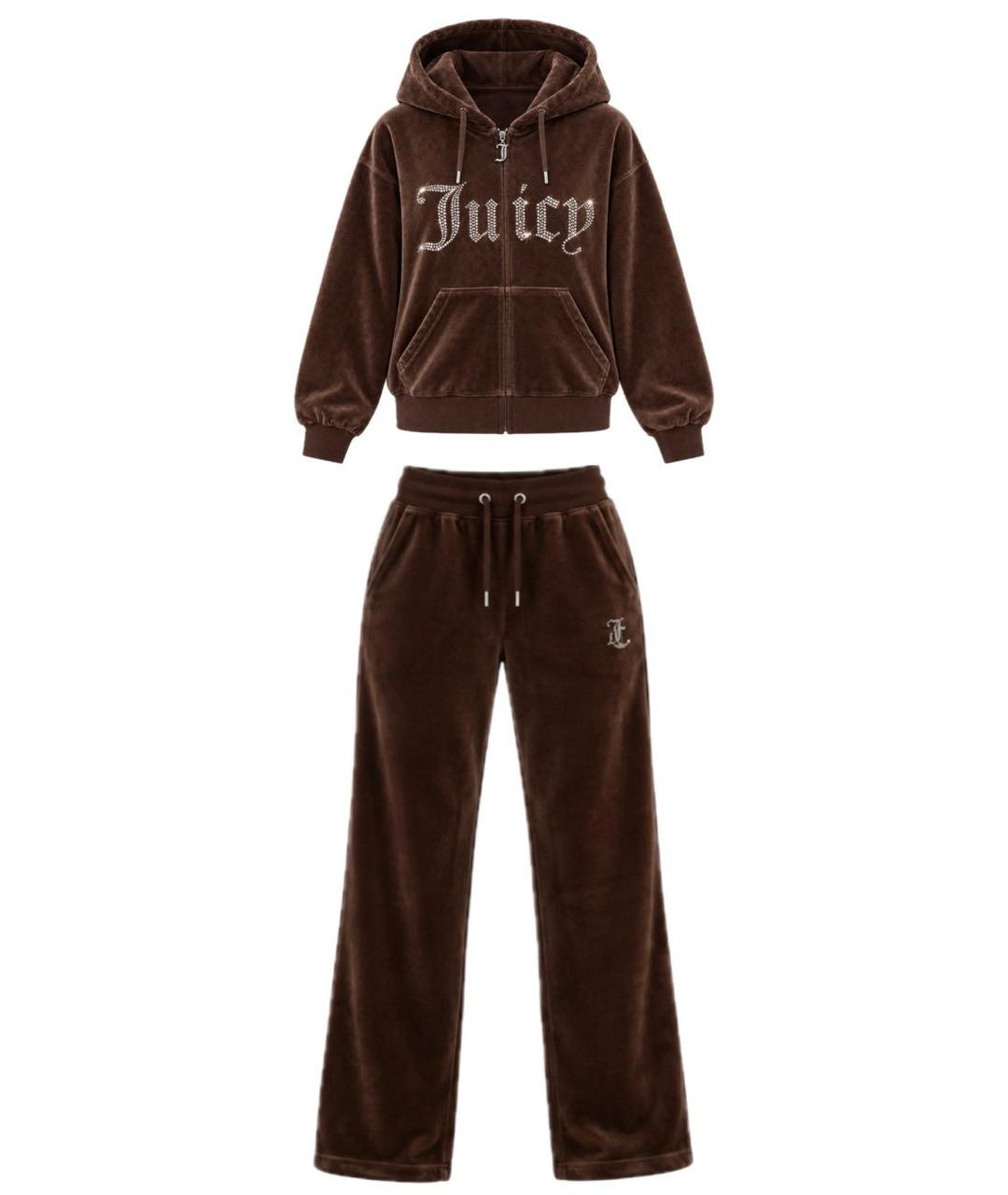 JUICY COUTURE Коричневый велюровый спортивные костюмы, фото 6