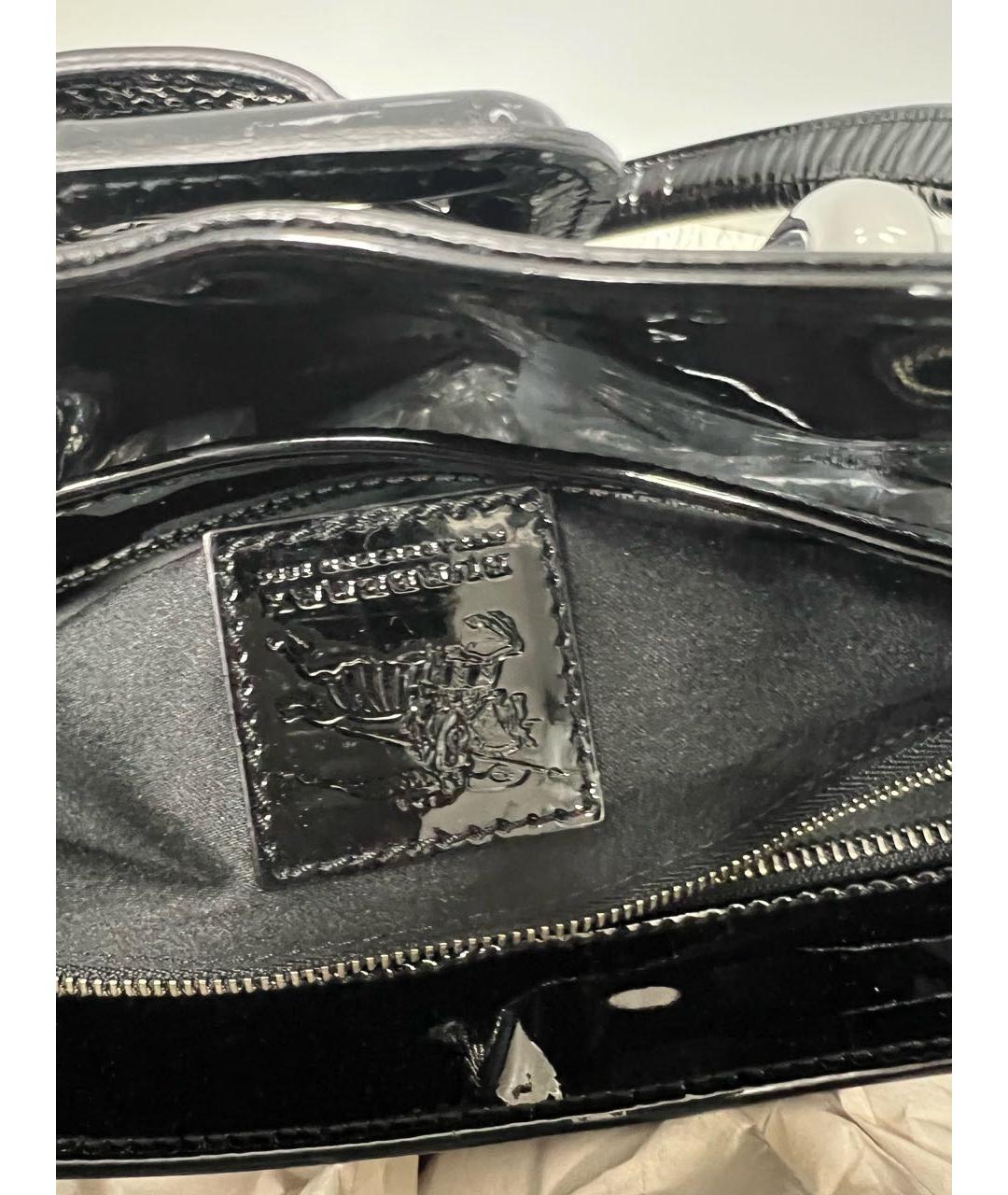 BURBERRY Черная сумка тоут из лакированной кожи, фото 4