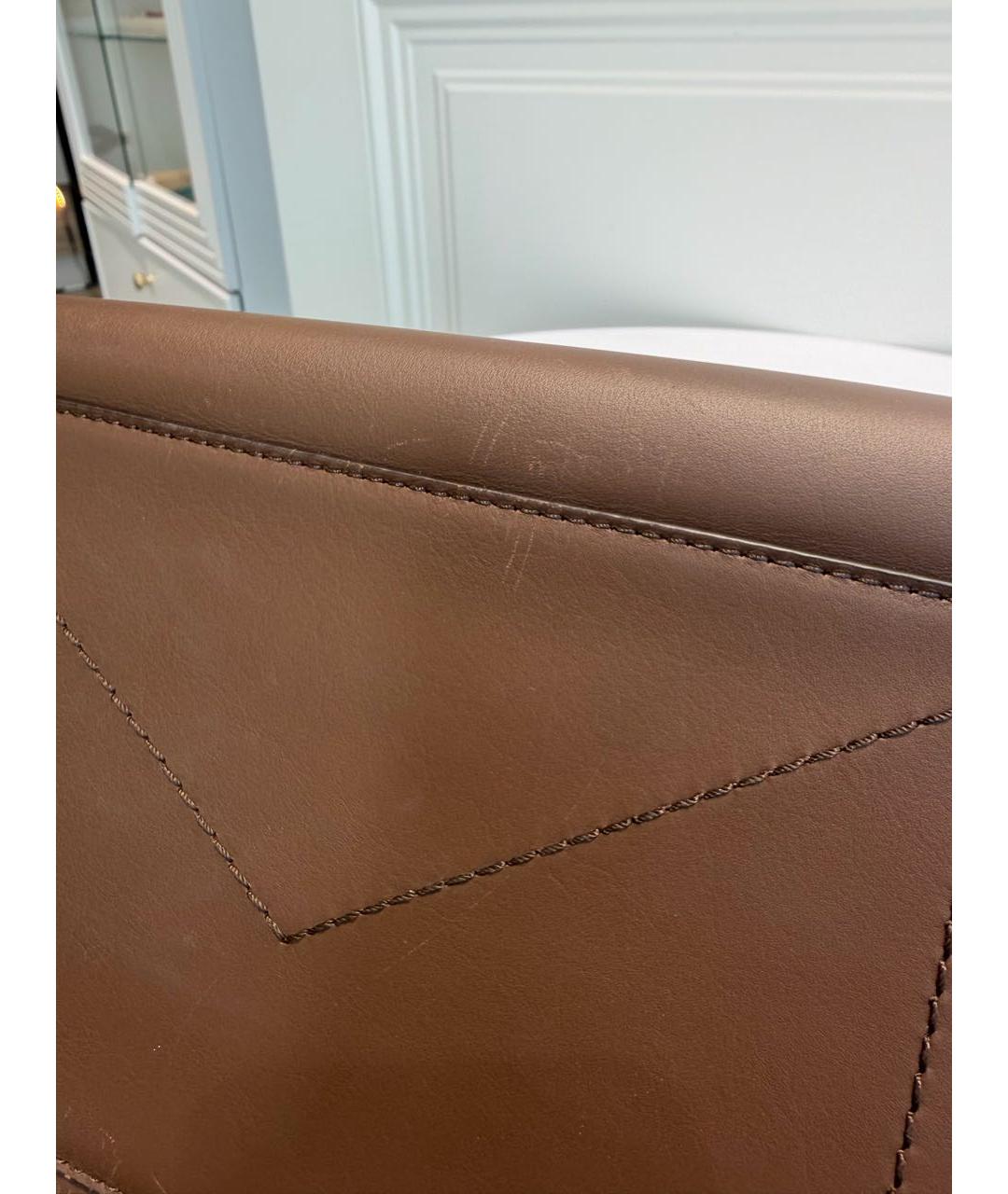 MAX MARA Коричневая кожаная сумка с короткими ручками, фото 8