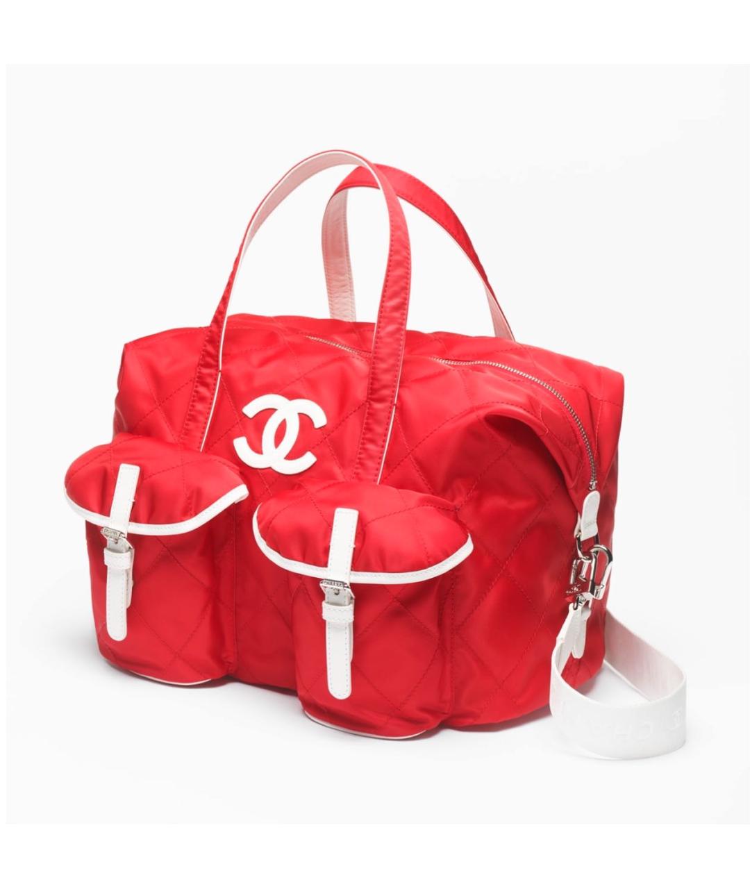 CHANEL Красная нейлоновая дорожная/спортивная сумка, фото 3
