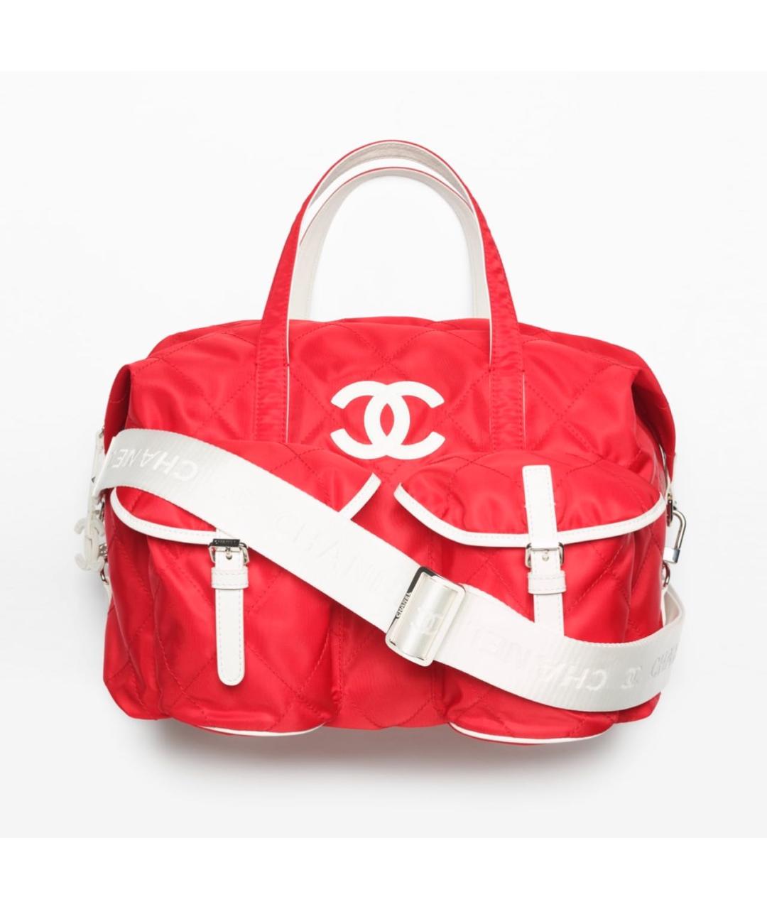 CHANEL Красная нейлоновая дорожная/спортивная сумка, фото 5