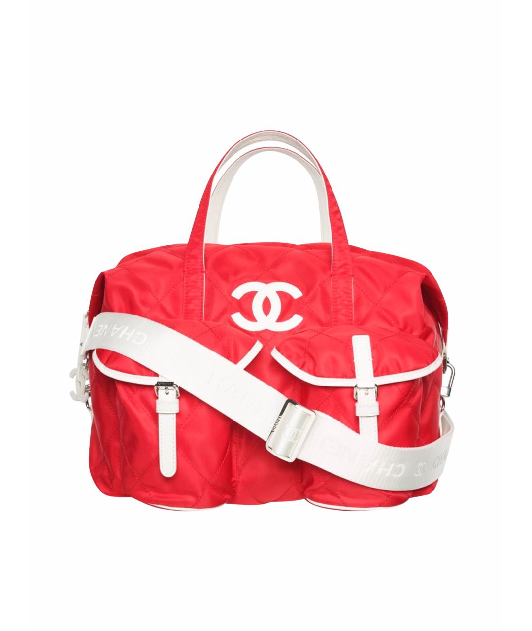 CHANEL Красная нейлоновая дорожная/спортивная сумка, фото 1