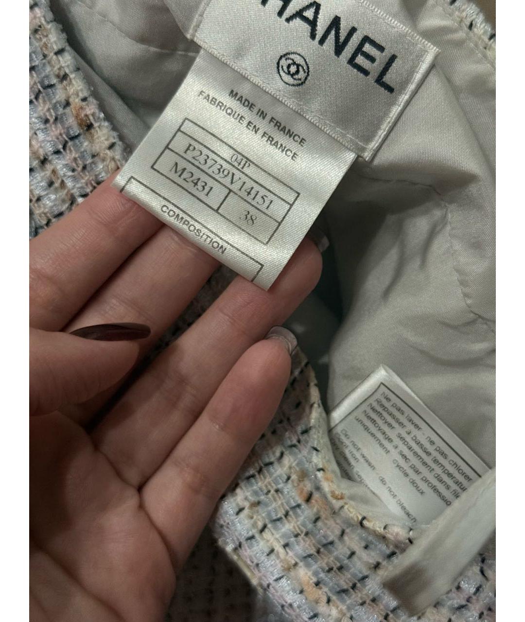 CHANEL Бежевая твидовая юбка мини, фото 4