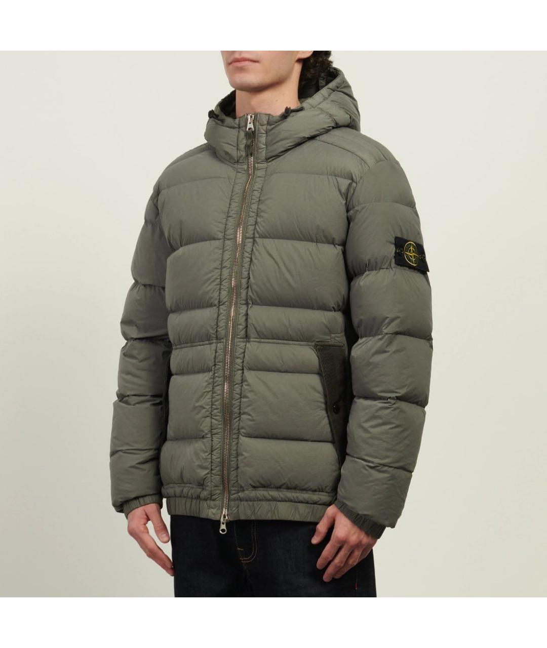 STONE ISLAND Серый полиамидовый пуховик, фото 3