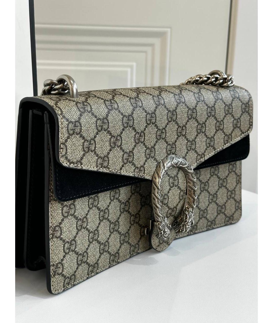 GUCCI Антрацитовая сумка через плечо из канвы, фото 2