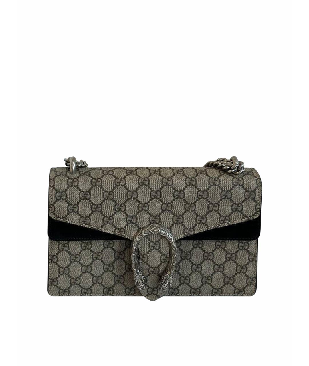 GUCCI Антрацитовая сумка через плечо из канвы, фото 1