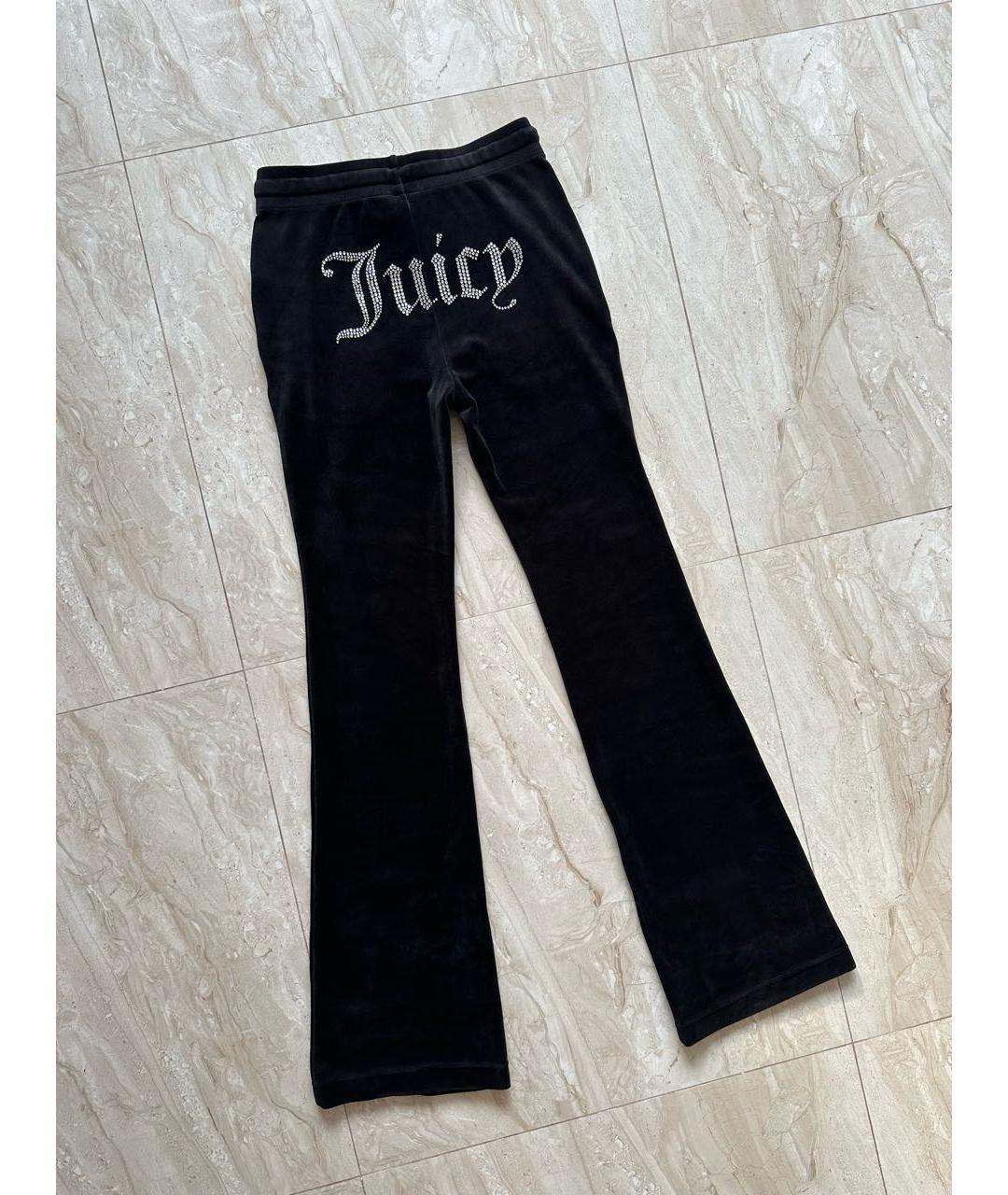JUICY COUTURE Черные велюровые прямые брюки, фото 3