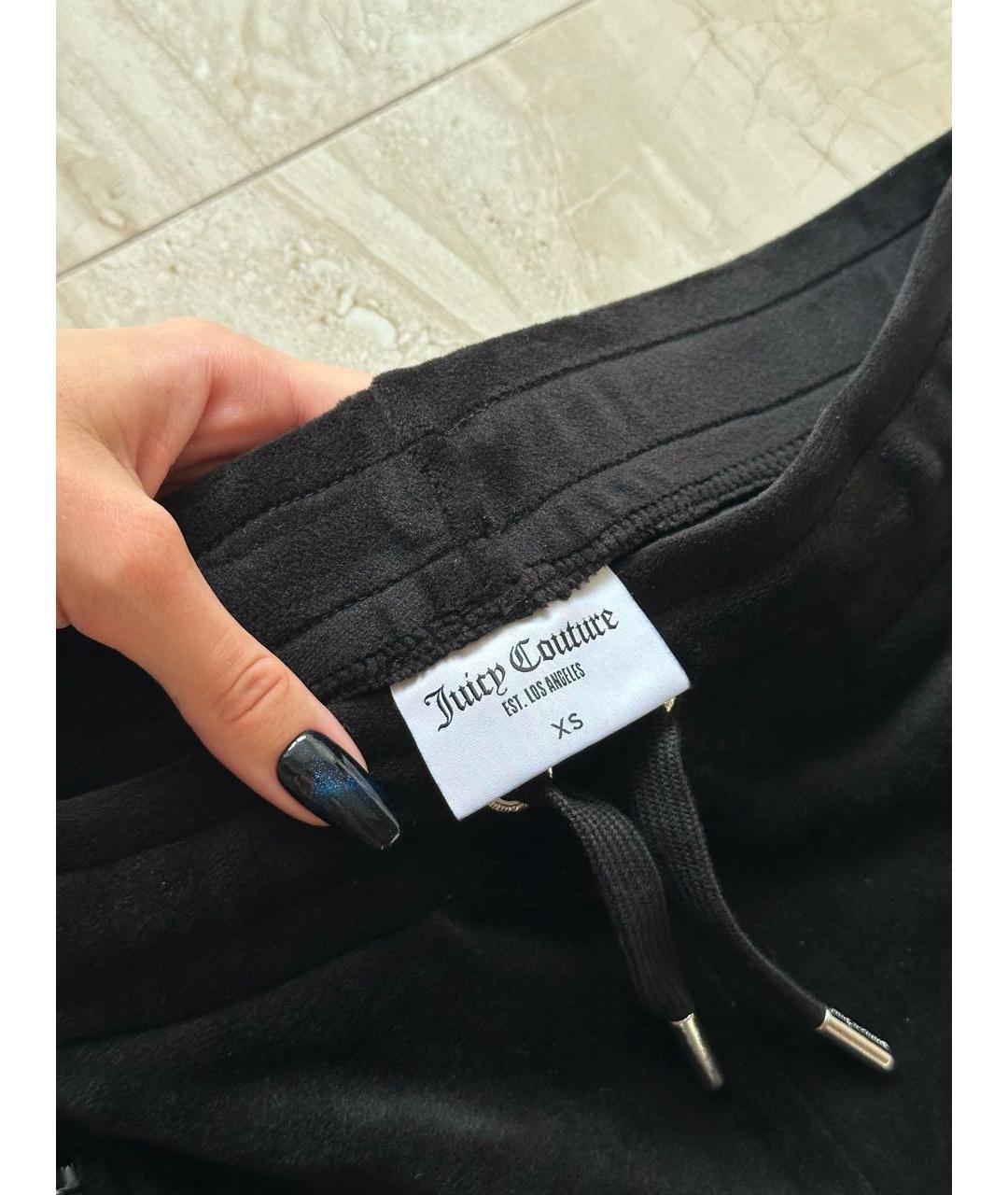 JUICY COUTURE Черные велюровые прямые брюки, фото 5