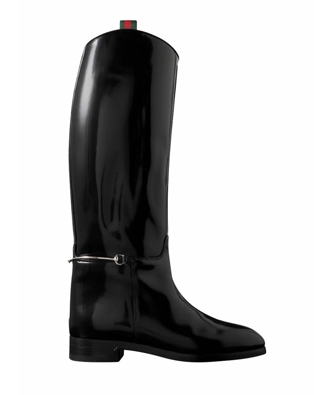 GUCCI Черные сапоги из лакированной кожи, фото 1