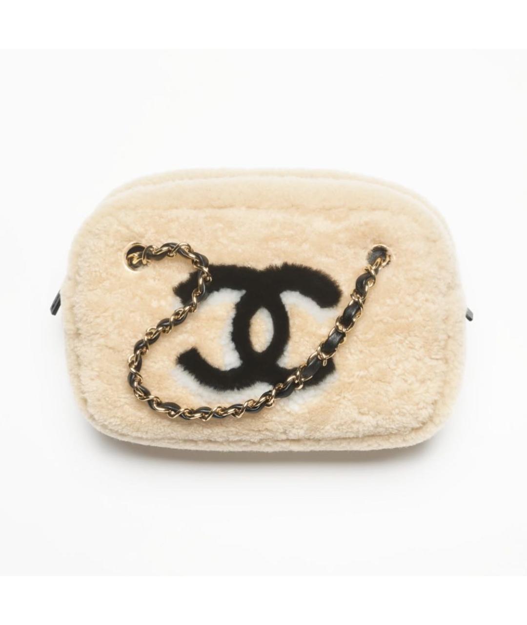 CHANEL Бежевая кожаная сумка через плечо, фото 5