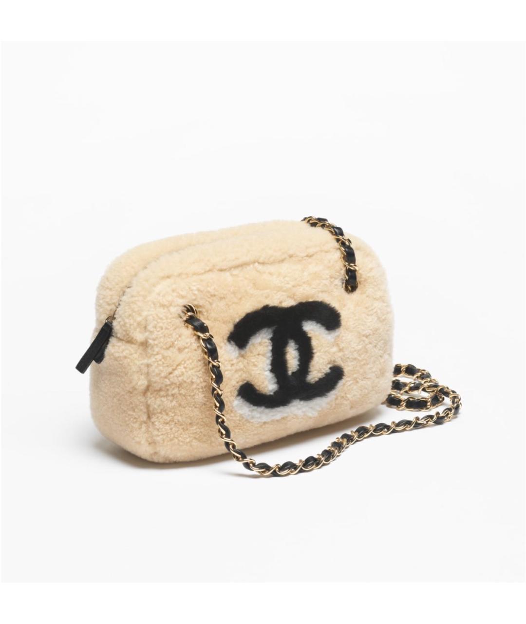 CHANEL Бежевая кожаная сумка через плечо, фото 2